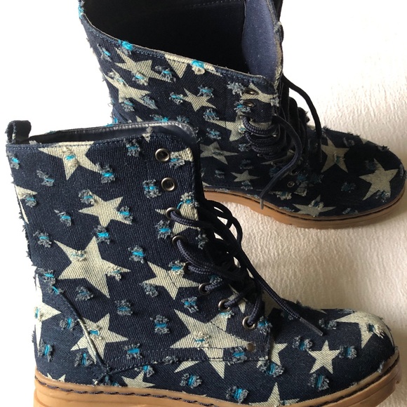 Denim Combat Boots - Picture 4 of 6